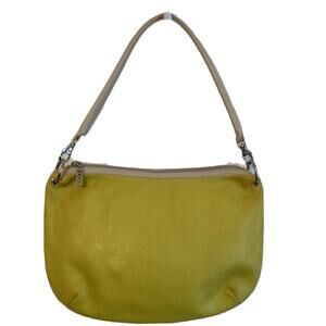 Maxx Bright Yellow Pebbled Leather Shoulderbag Zip Top Floral Lining